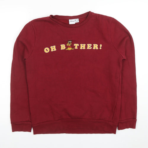Disney Women Burgundy Sweatshirt S Winnie the Pooh Oh Bother Crew Neck