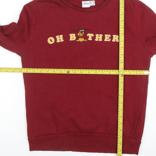 Disney Women Burgundy Sweatshirt S Winnie the Pooh Oh Bother Crew Neck