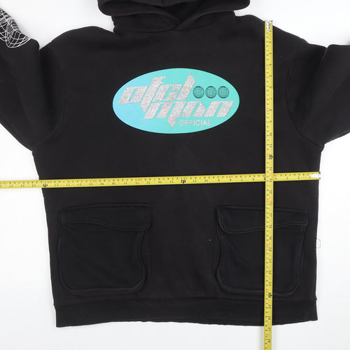 BoohooMAN Men's Black L Pullover Hoodie Graphic Print