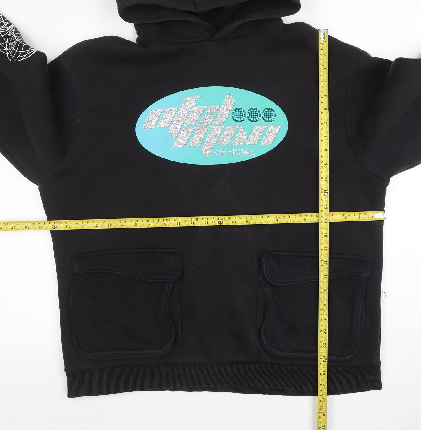 BoohooMAN Men's Black L Pullover Hoodie Graphic Print