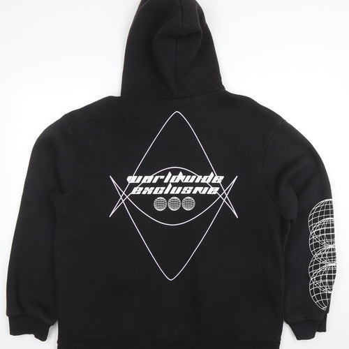 BoohooMAN Men's Black L Pullover Hoodie Graphic Print