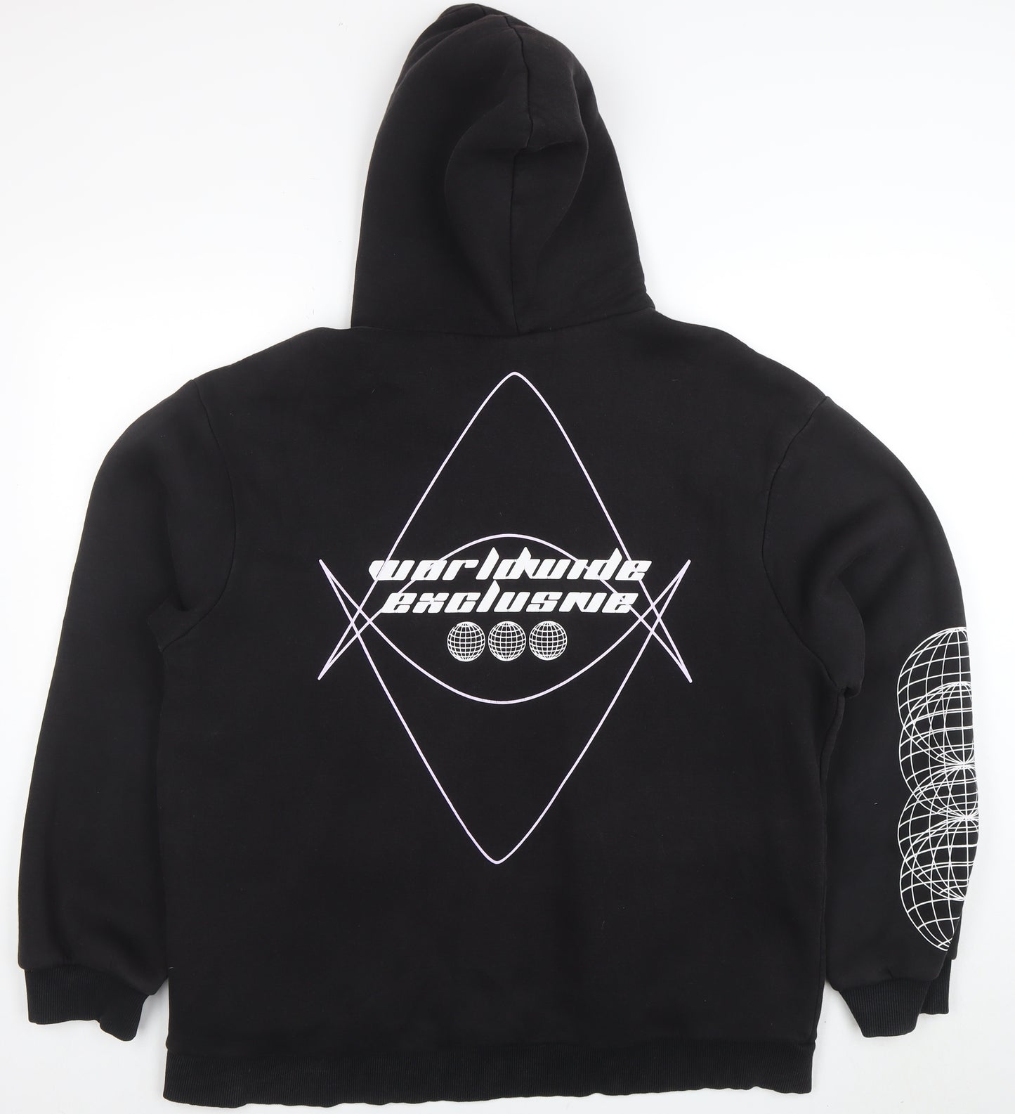 BoohooMAN Men's Black L Pullover Hoodie Graphic Print