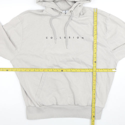 Collusion Men's Beige Graphic Pullover Hoodie Size M