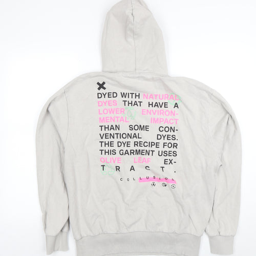 Collusion Men's Beige Graphic Pullover Hoodie Size M