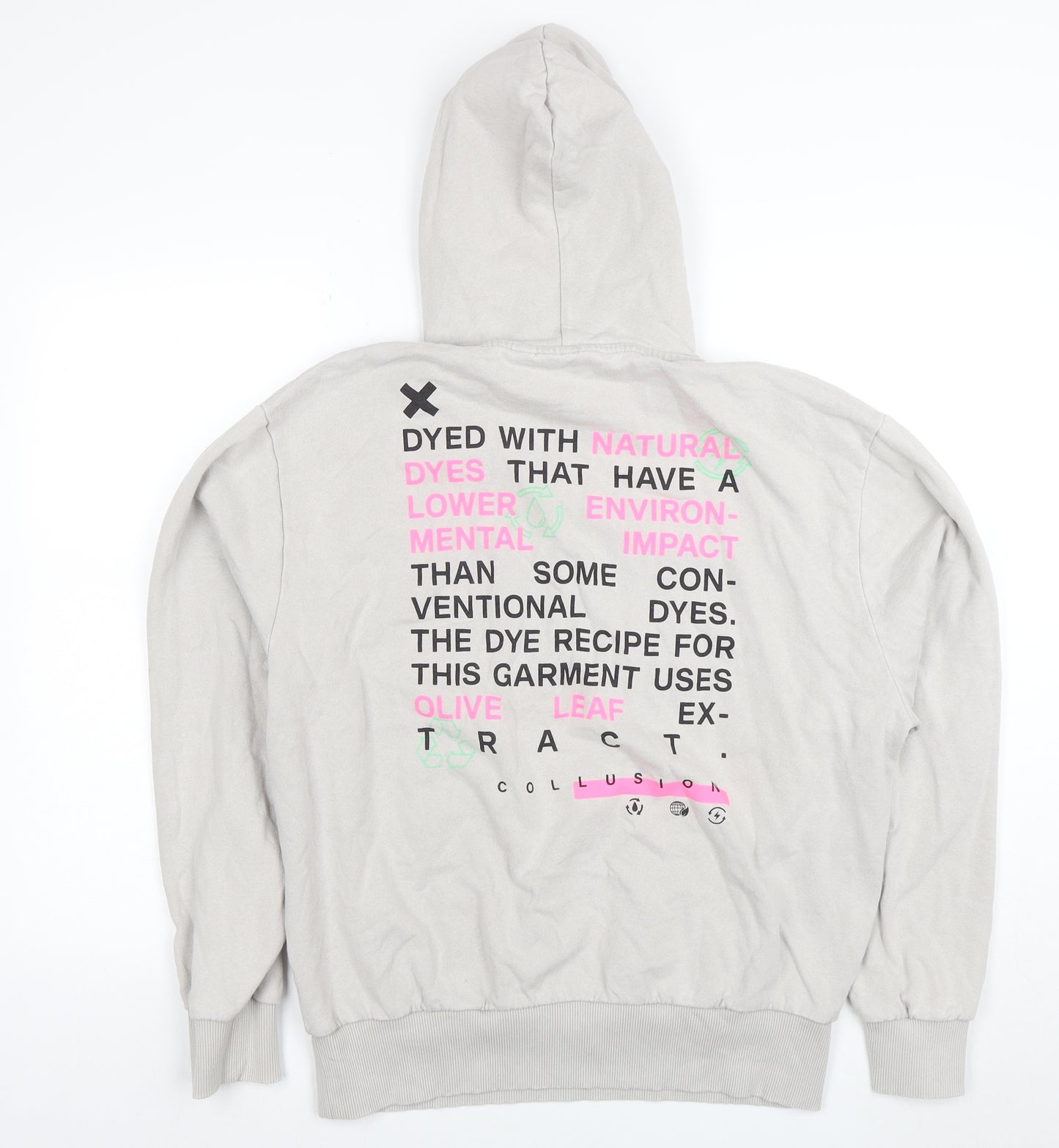 Collusion Men's Beige Graphic Pullover Hoodie Size M