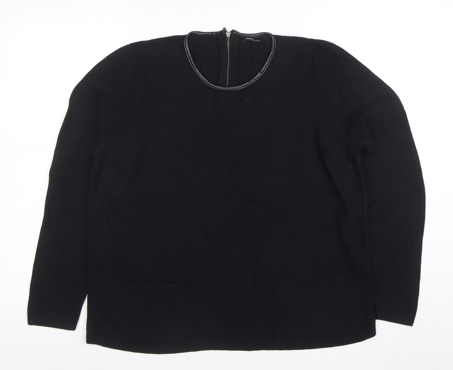 Marks and Spencer Women’s Black Crew Neck Wool Blend Zip Back Jumper Size 18