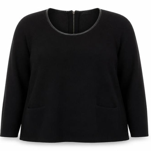 Marks and Spencer Women’s Black Crew Neck Wool Blend Zip Back Jumper Size 18