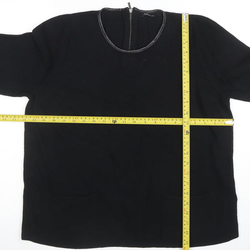 Marks and Spencer Women’s Black Crew Neck Wool Blend Zip Back Jumper Size 18