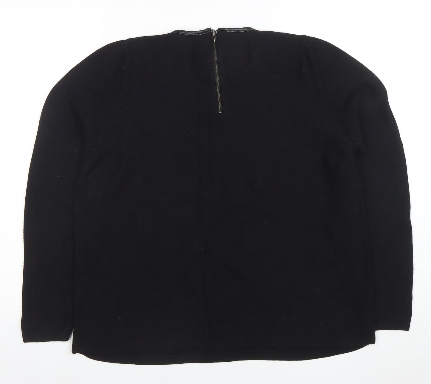 Marks and Spencer Women’s Black Crew Neck Wool Blend Zip Back Jumper Size 18