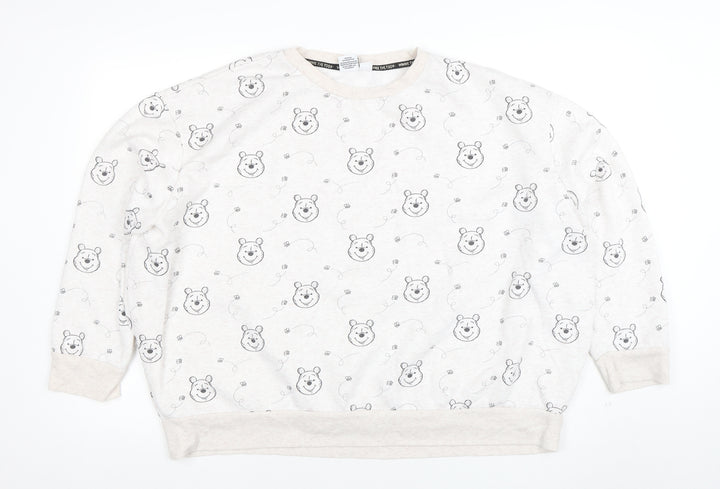 Disney Womens Beige Winnie the Pooh Pullover Sweatshirt 2XL
