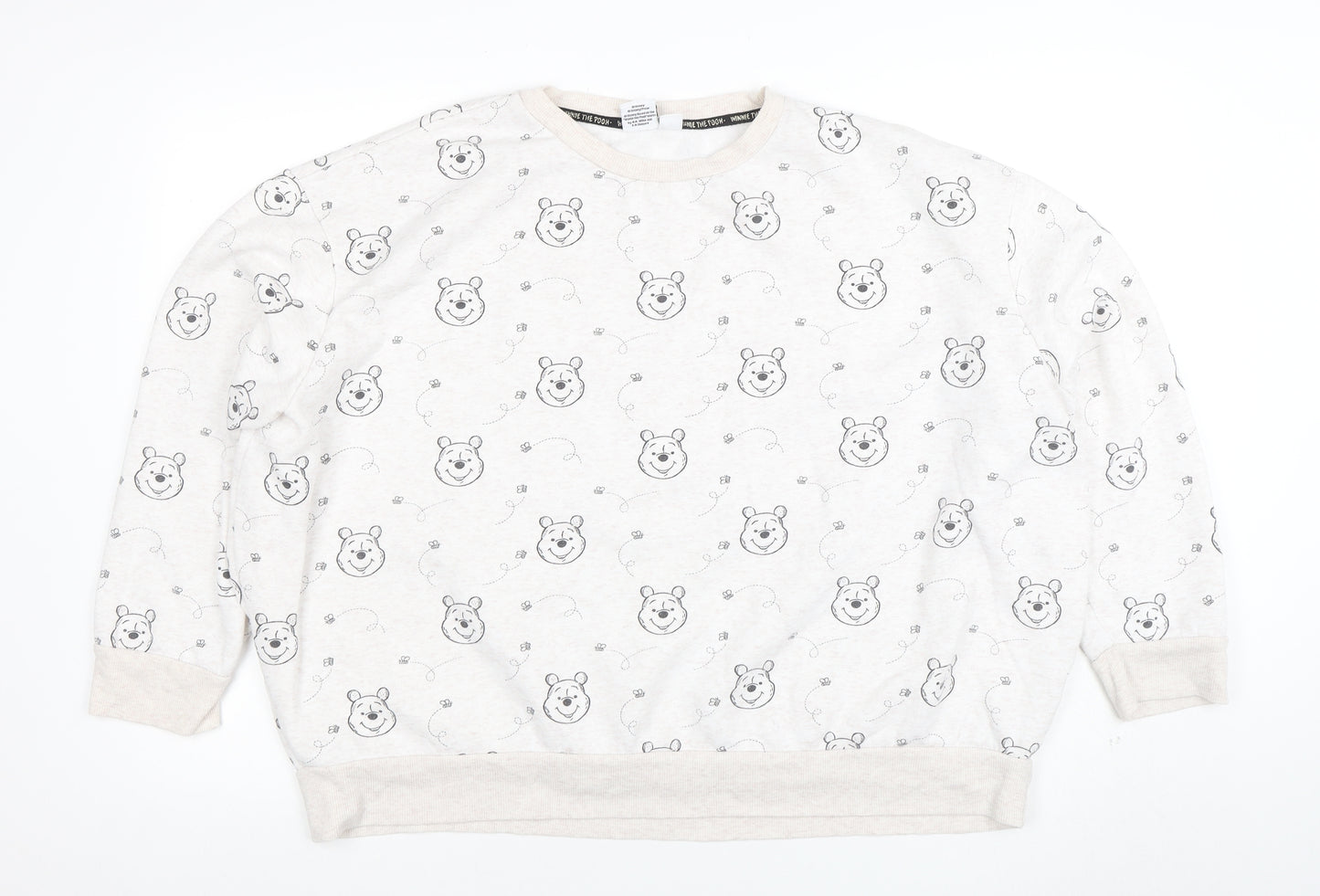 Disney Womens Beige Winnie the Pooh Pullover Sweatshirt 2XL
