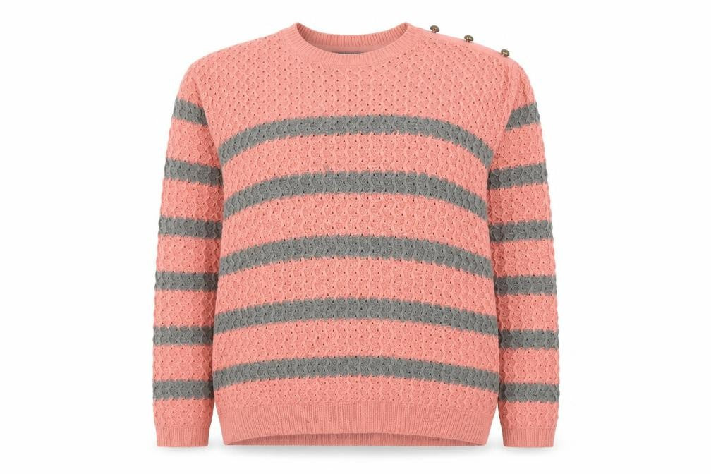 Next Women’s Pink Striped Acrylic Crew Neck Jumper Size 14