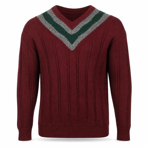 Nautica Men's Red V-Neck Cable Knit Cotton Jumper Size M