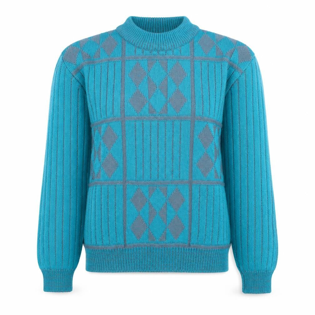 High Sierra Women's Blue Argyle Knit Crew Neck Acrylic Jumper Size L