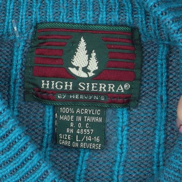 High Sierra Women's Blue Argyle Knit Crew Neck Acrylic Jumper Size L