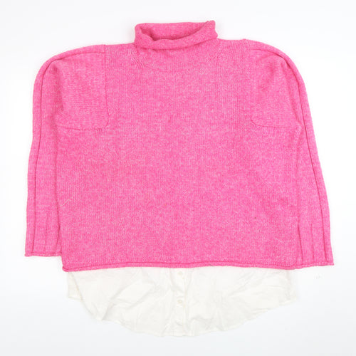 NEXT Women’s Pink Roll Neck Knit Jumper L Long Sleeve Casual