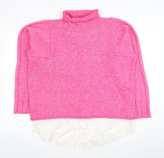 NEXT Women’s Pink Roll Neck Knit Jumper L Long Sleeve Casual