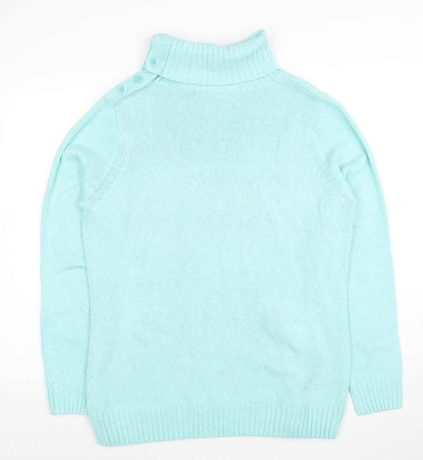 Isle Women Blue Cable-Knit Roll Neck Jumper Size L 18-20