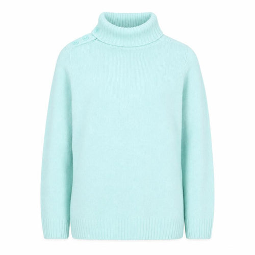 Isle Women Blue Cable-Knit Roll Neck Jumper Size L 18-20