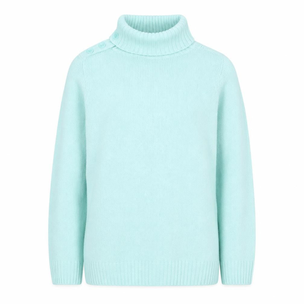 Isle Women Blue Cable-Knit Roll Neck Jumper Size L 18-20