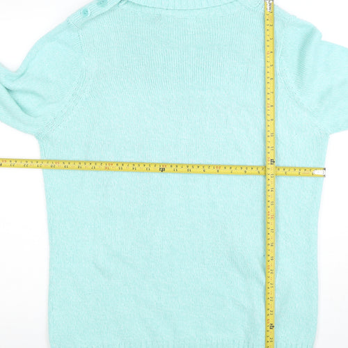 Isle Women Blue Cable-Knit Roll Neck Jumper Size L 18-20