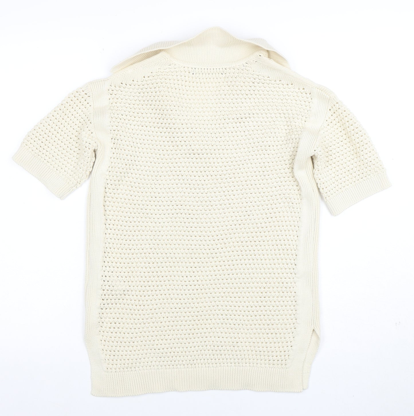 Marks and Spencer Women’s Ivory Open-Knit Cotton V-Neck Jumper XS