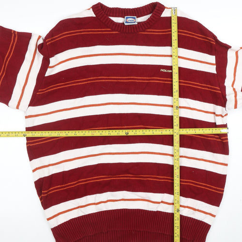F426 Men's Red Striped Crew Neck Pullover Jumper Size M
