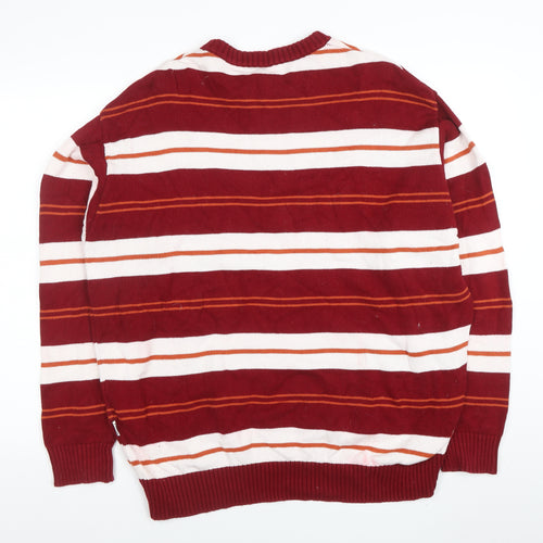 F426 Men's Red Striped Crew Neck Pullover Jumper Size M