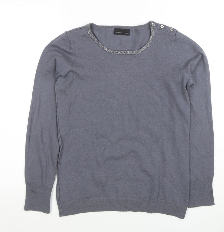 The White Company Women Grey Merino Wool Crew Neck Jumper Medium