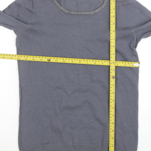 The White Company Women Grey Merino Wool Crew Neck Jumper Medium