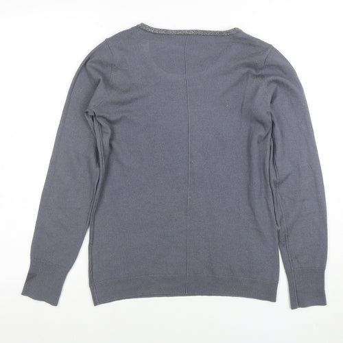 The White Company Women Grey Merino Wool Crew Neck Jumper Medium