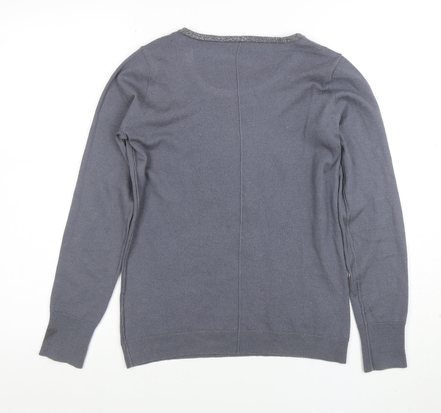 The White Company Women Grey Merino Wool Crew Neck Jumper Medium