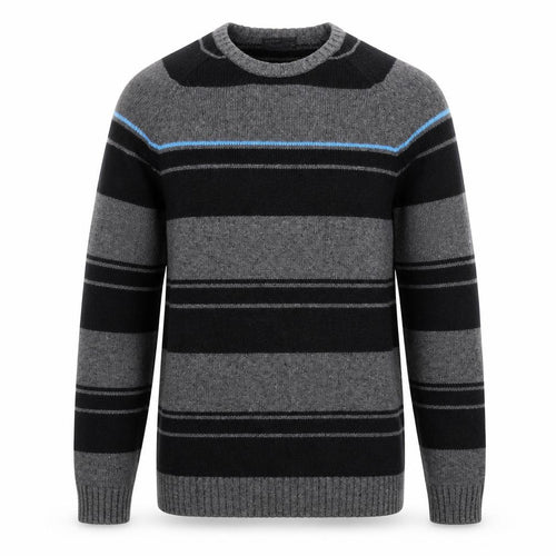 Pull&Bear Mens Grey Striped Crew Neck Cotton Blend Jumper L