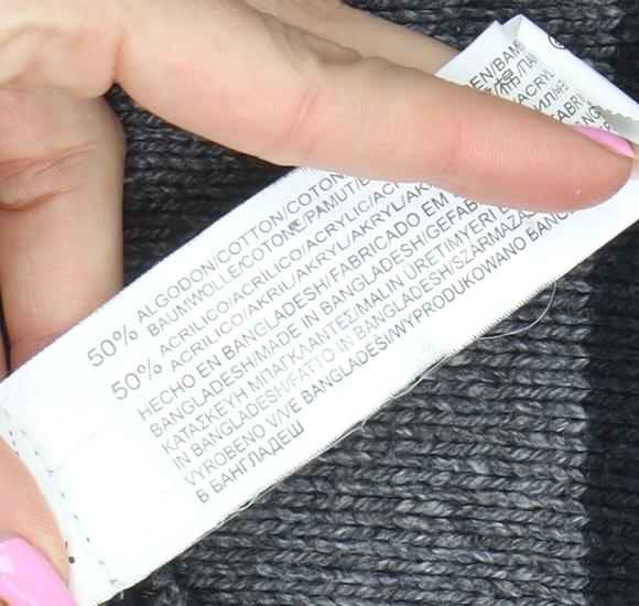 PULL & BEAR Mens Grey Striped Crew Neck Cotton Blend Jumper L