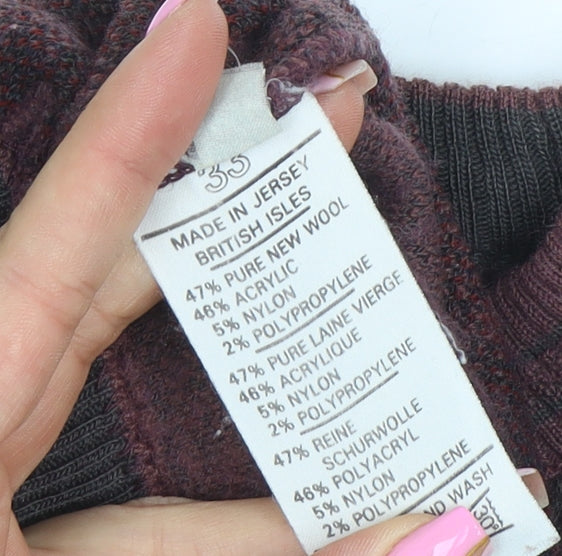 Pierre Sangan Womens Burgundy Wool Blend Crew Neck Pullover Jumper Size L