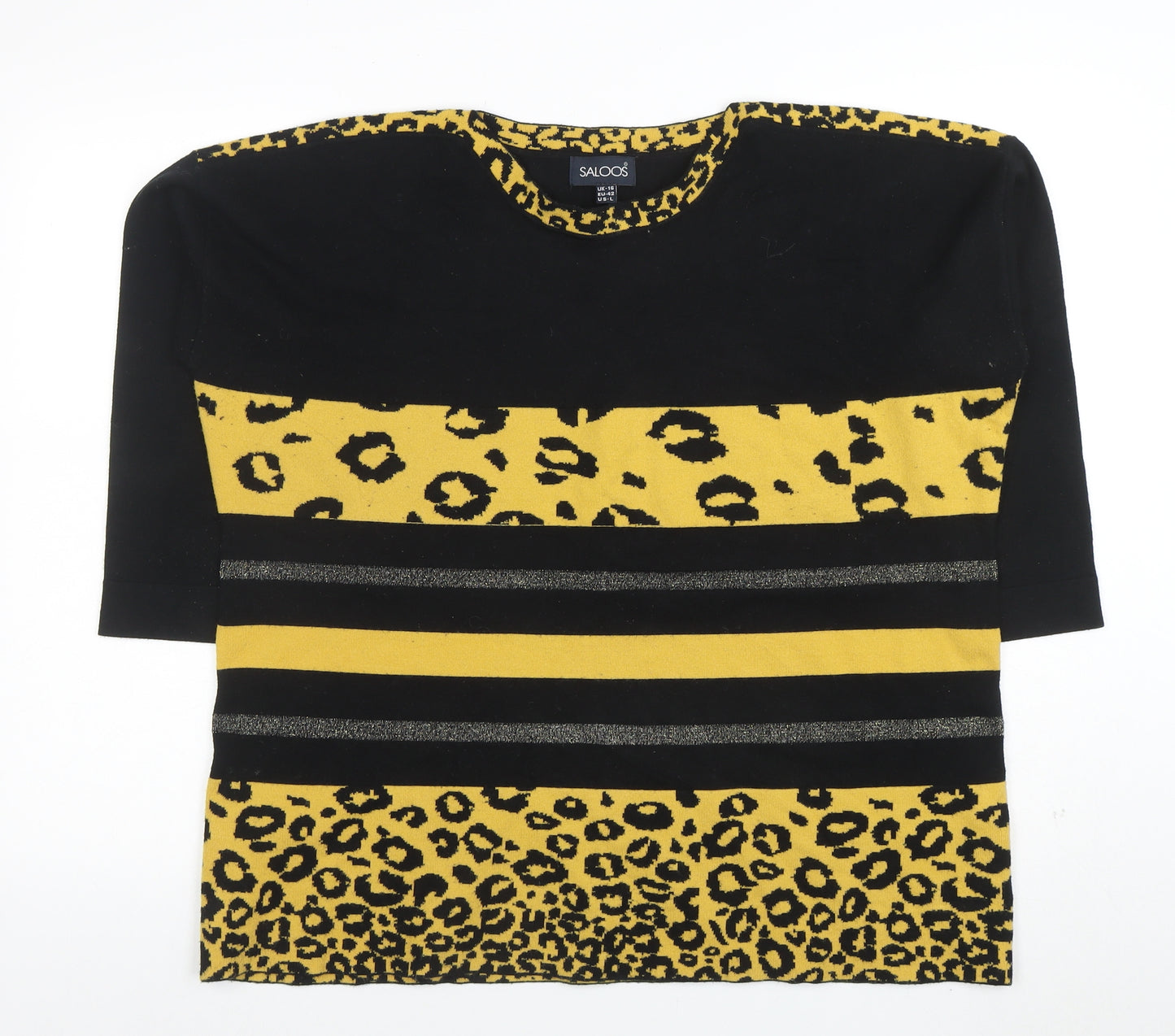 Saloos Women’s Multicoloured Leopard Stripe 3/4 Sleeve Jumper Size 16