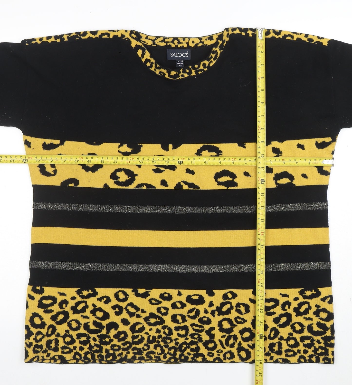 Saloos Women’s Multicoloured Leopard Stripe 3/4 Sleeve Jumper Size 16