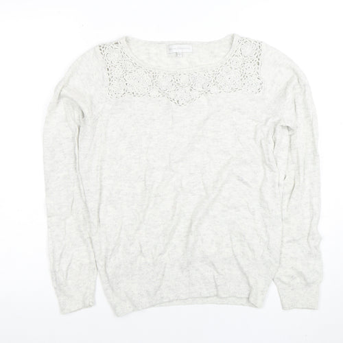 Rocha John Rocha Women Ivory Size 12 Lace Detail Long Sleeve Jumper