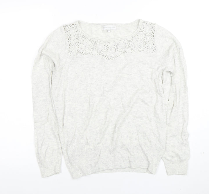Rocha John Rocha Women Ivory Size 12 Lace Detail Long Sleeve Jumper
