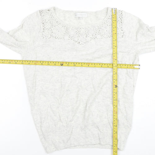 Rocha John Rocha Women Ivory Size 12 Lace Detail Long Sleeve Jumper