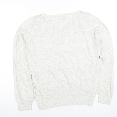Rocha John Rocha Women Ivory Size 12 Lace Detail Long Sleeve Jumper