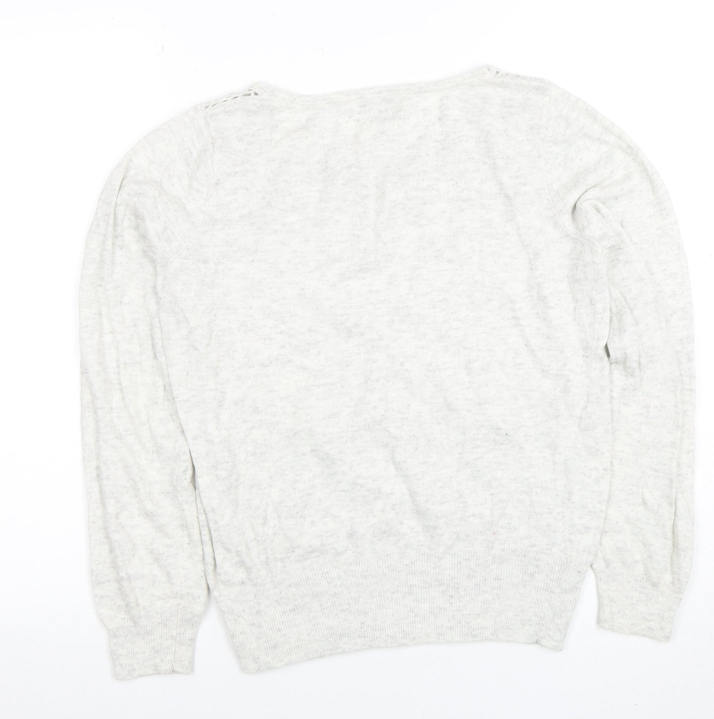 Rocha John Rocha Women Ivory Size 12 Lace Detail Long Sleeve Jumper