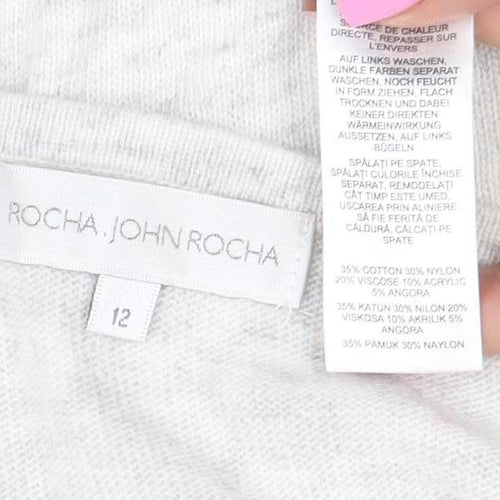 Rocha John Rocha Women Ivory Size 12 Lace Detail Long Sleeve Jumper