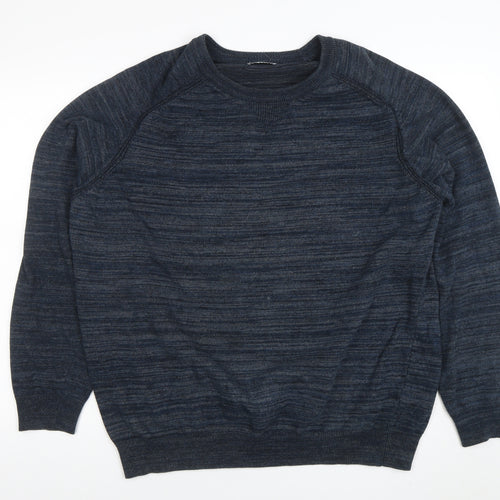 EASY Men's Blue XL Cotton Blend Crew Neck Pullover Jumper