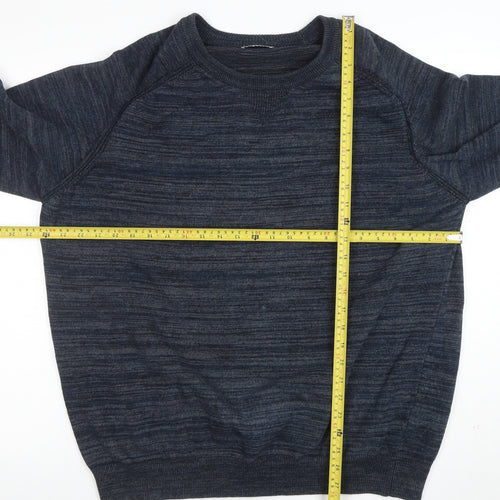 EASY Men's Blue XL Cotton Blend Crew Neck Pullover Jumper