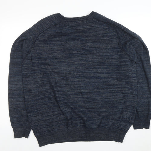 EASY Men's Blue XL Cotton Blend Crew Neck Pullover Jumper