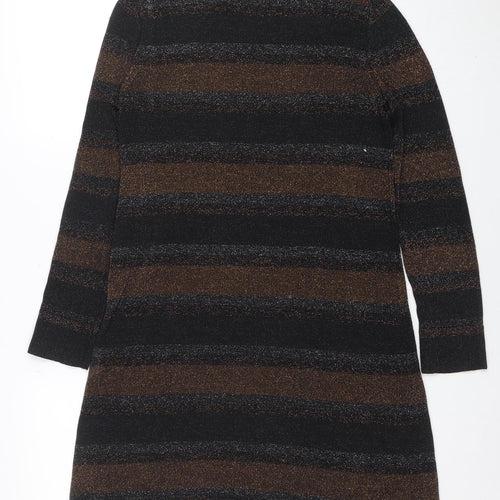 Papaya Women Black Striped Jumper Dress Size 10 Long Sleeve Knitwear