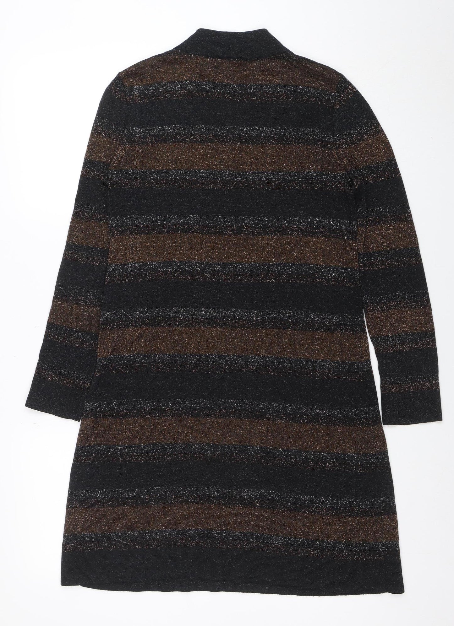 Papaya Women Black Striped Jumper Dress Size 10 Long Sleeve Knitwear