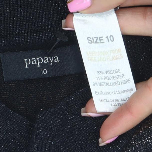 Papaya Women Black Striped Jumper Dress Size 10 Long Sleeve Knitwear