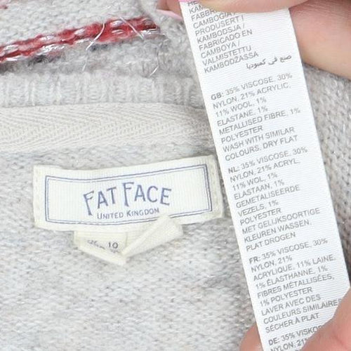 Fat Face Women Beige Fair Isle Wool Blend Jumper Size 10